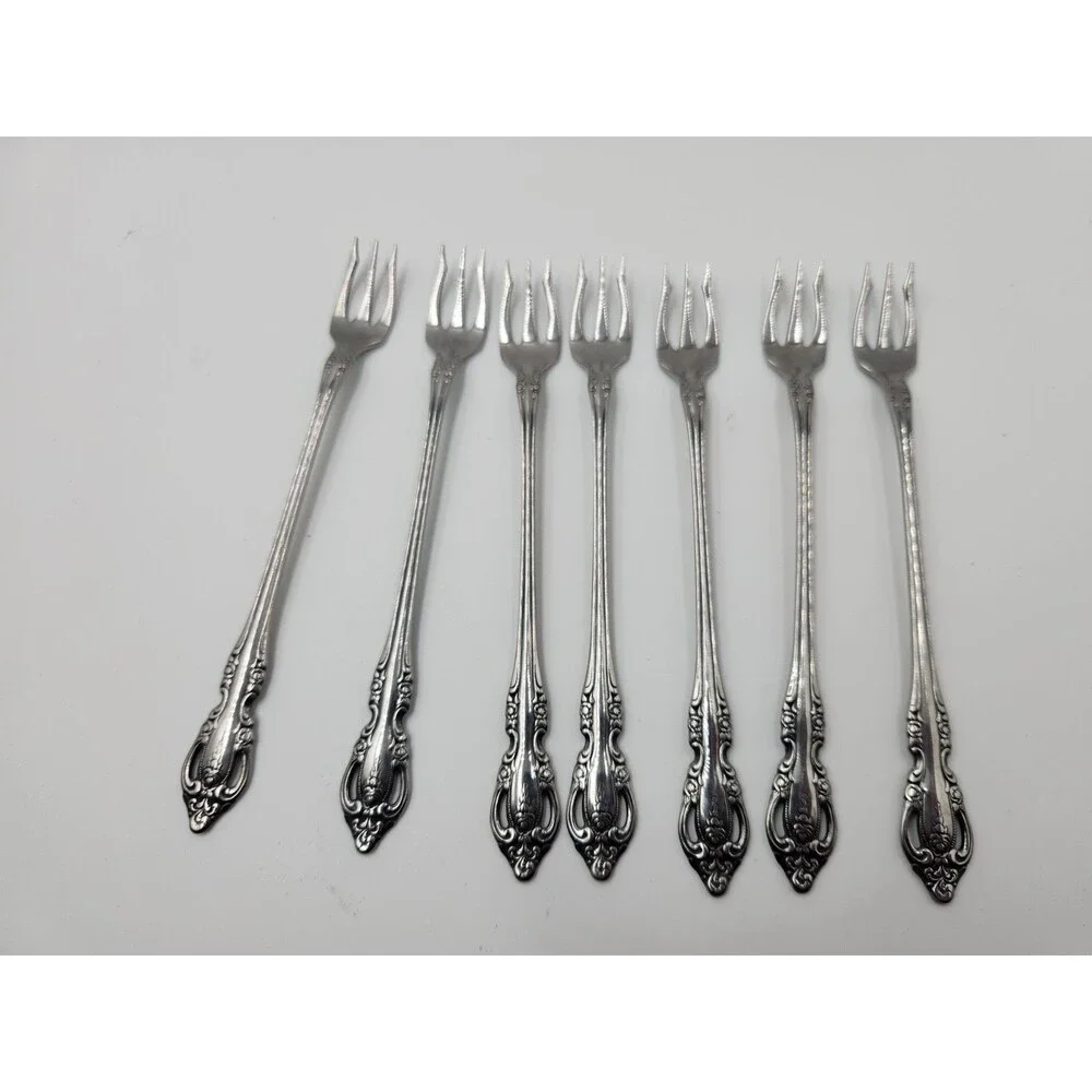 Set Of 7 Oneida Community BRAHMS Stainless Seafood Oyster Cocktail Forks 6